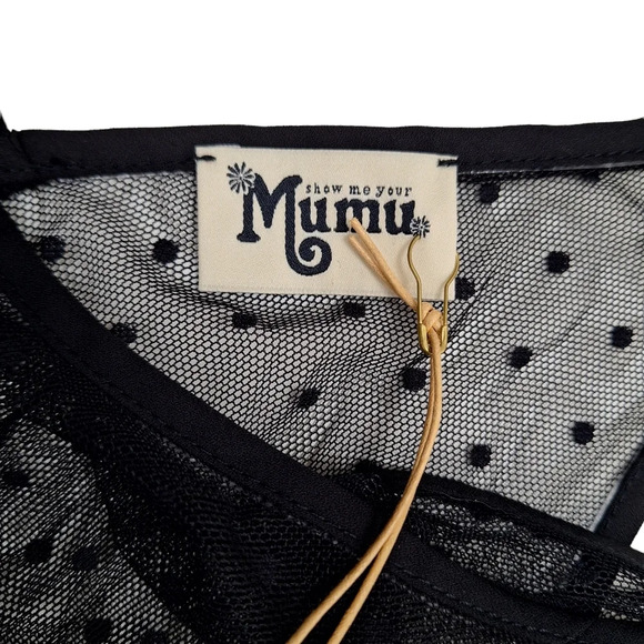 NEW Show Me Your Mumu Black XS Sheer Sleeveless Swiss Dot Maxi Dress Ruffles - Picture 14 of 15